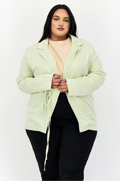 Heartbreak Women Plus Size Plain Blazer, Sage Green