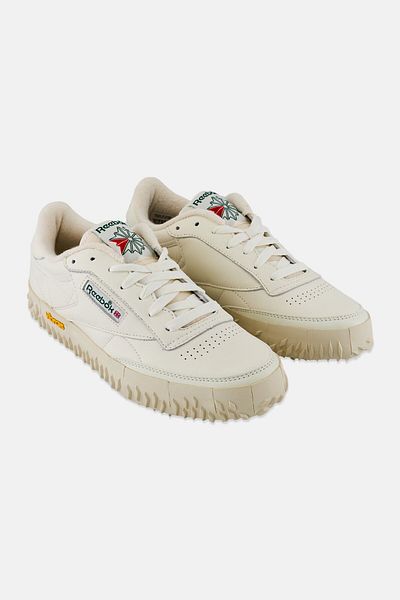 Reebok Men Club C Vibram Lace Up Tennis Shoes, Beige