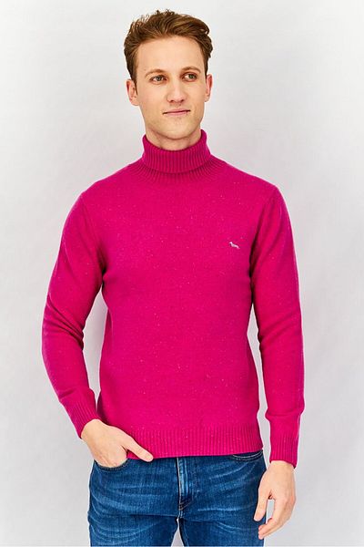 Harmont & Blaine Men Turtle Neck Knitted Sweater, Fuchsia