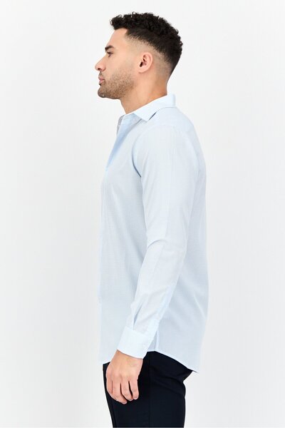 Scotch & Soda Men Modern Fit Micro Checkered Print Long Sleeve Dress Shirt, Multicolor