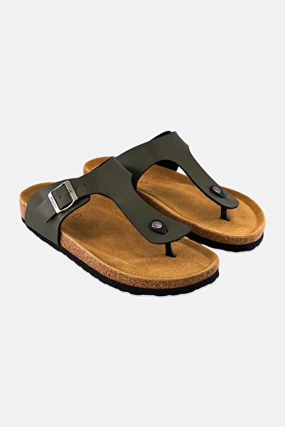 Algspar صندل رجالي من الفلين سهل الارتداء، زيتوني
