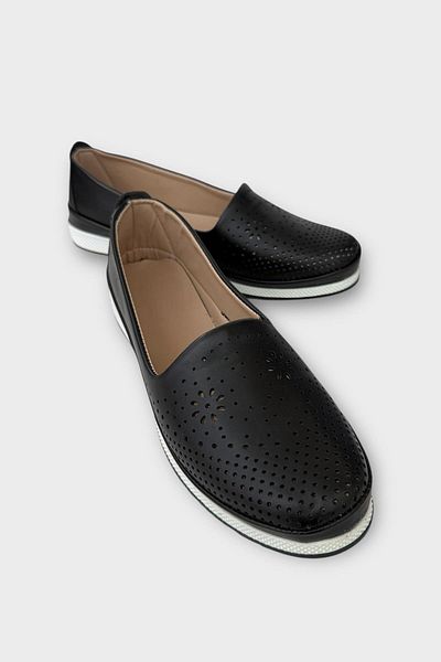 Liger Pantofi de damă, ortopedici, perforați, confortabili, NEGRU - ALB