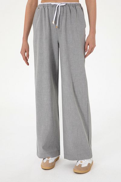 U.S. Polo Assn. Women's Gray Waist Detailed Loose Fit Canvas Trousers 50309118 -Vr024