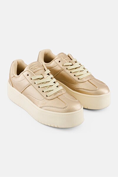 XOXO حذاء كاجوال نسائي برباط من الجلد، ذهبي