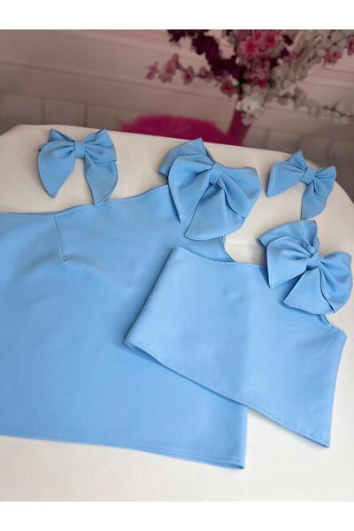 NA ADDESIGN Mother Daughter Shoulder Bow Blue Μπλούζα (ΠΡΕΠΕΙ ΝΑ ΠΡΟΣΘΗΚΕΤΕ ΣΤΟ ΚΑΛΑΘΙ, ΟΙ ΤΙΜΕΣ ΔΙΑΦΟΡΕΤΙΚΕΣ)