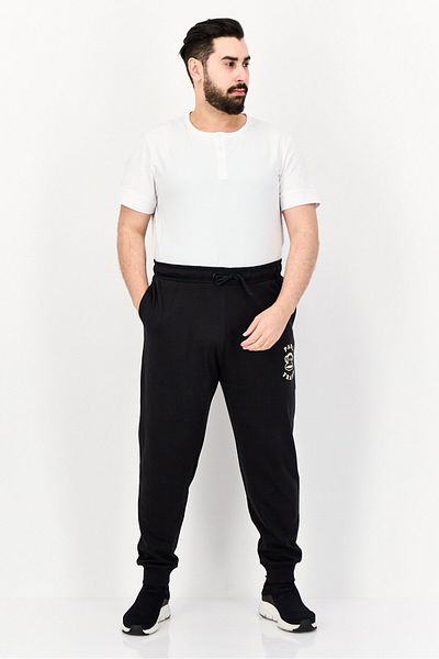 PAUL FRANK Men Regular Fit Brand Logo Jogger Pants, Black