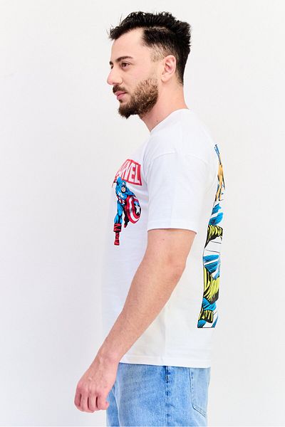 Marvel Men Crew Neck Short Sleeves Graphic Print T-Shirt, White