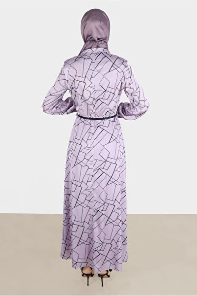 Alvina Satin Geometric Shaped Dress - Padded, Model 42609