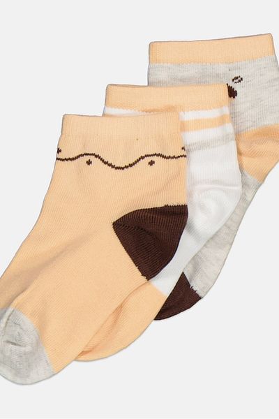 Bebe Kids Girl 5 Pairs Graphic Printed Non Terry Ankle Socks, Multicolor