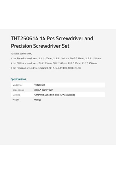 TOTAL 14 Pcs screwdriver and precision screwdriver set - THT250614