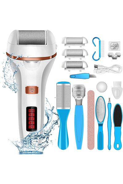 Regal Bliss Regal Bliss® electric foot file, waterproof, LCD, accessories included, pedicure, White
