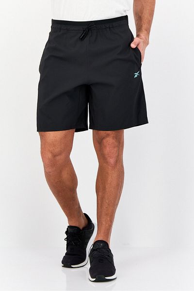 Reebok شورت تدريب رجالي رياضي برباط، أسود