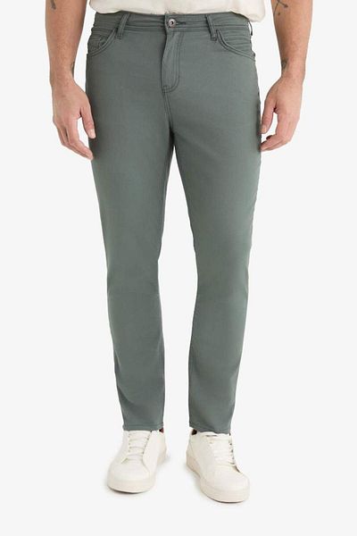 DeFacto Νέα σεζόν Καλοκαιρινό Gabardine Chino Παντελόνι καμβά Slim Fit Slim Fit Skinny Leg με τσέπες