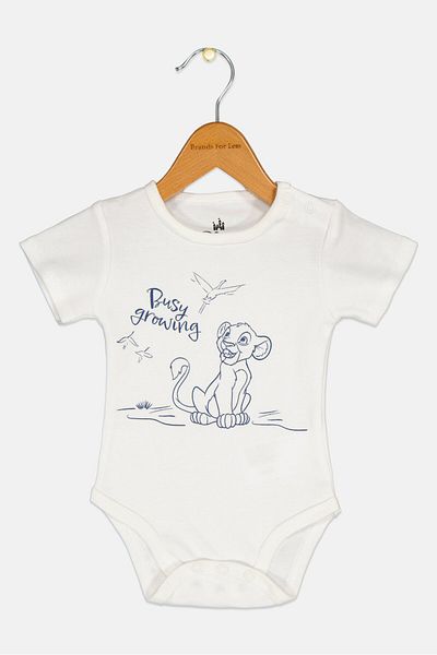 Disney Toddlers Boy Short Sleeve Graphic Print Bodysuit, White