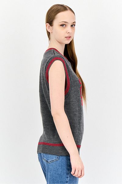 collusion Women Crew Neck Knitted Sweater, Dark Grey