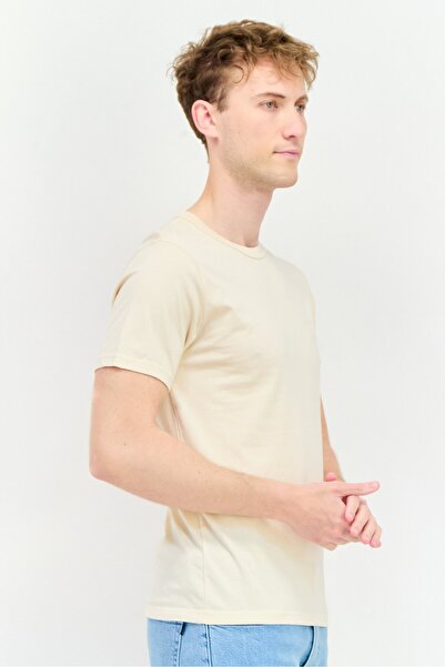 Dockers Men Crew Neck Short Sleeve Plain Outdoor T-shirt, Beige