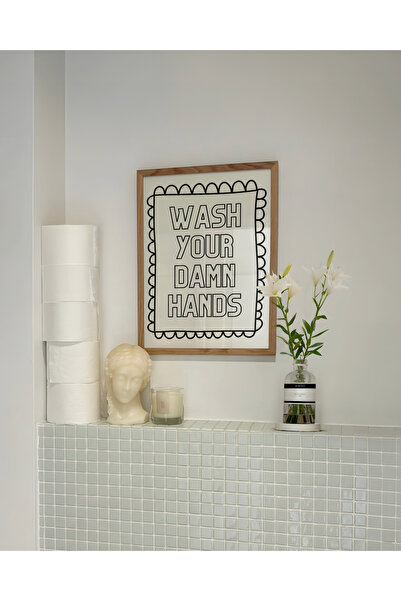 DES VU PRINT Wash Your Damn Hands, Banyo Temalı Poster, Çerçevesiz Banyo Post...