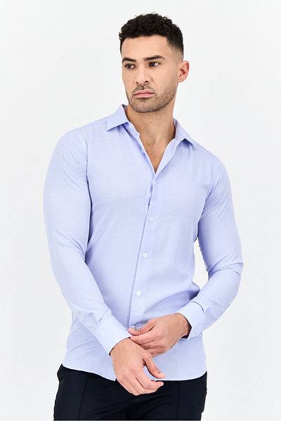 Scotch & Soda Men Modern Fit Geometric Long Sleeve Dress Shirt, Blue