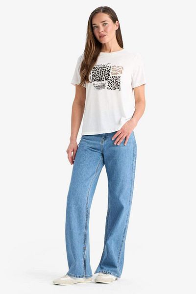 DeFacto New Season Regular Fit Crew Neck Printed Short Sleeve T-Shirt