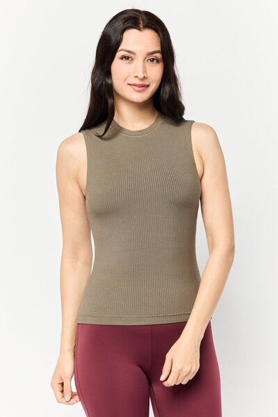 Reebok Women Sportswear Fit Embroidered Logo Outdoor Tank Top, Olive