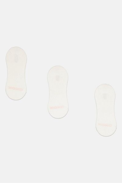 XOXO Women 3 Pairs Brand Logo Invisible Socks, White