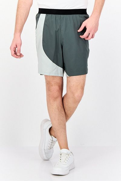 Reebok شورت رياضي رجالي للجري، لون أخضر رمادي