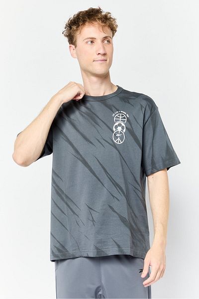 Reebok Men Sportswear Fit Short Sleeves Running T-shirt, Charcoal