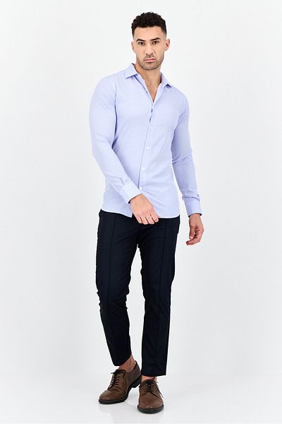 Scotch & Soda Men Modern Fit Geometric Long Sleeve Dress Shirt, Blue