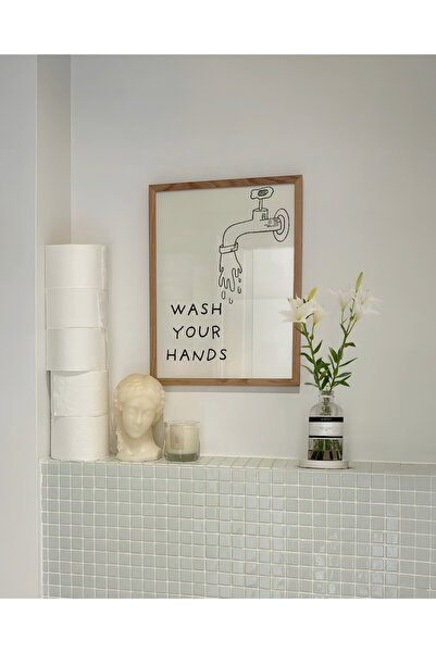 DES VU PRINT Wash Your Hands, Banyo Posteri, Banyo Temalı Çerçevesiz Poster