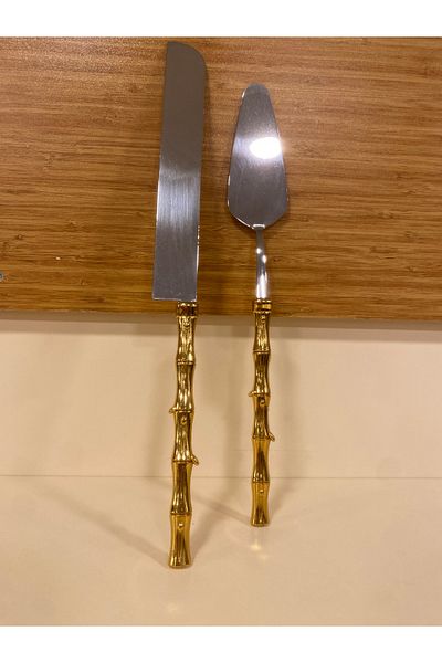PLUS HOME Spatula Blade Service 2-Pack Brass Gold Bamboo Model