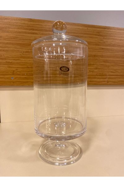 PLUS HOME Jar Single Foot Cylinder Transparent Glass Large Size