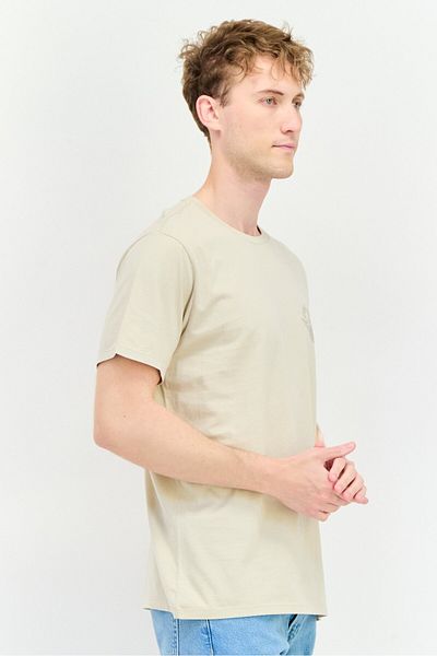 Dockers Men Crew Neck Short Sleeve Brand Logo T Shirt, Beige