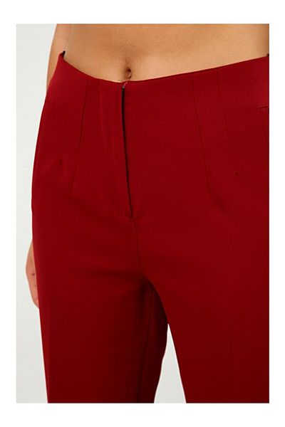 OYYOMODA Pencil Carrot Model Ultra High Waist Trousers.Bordo
