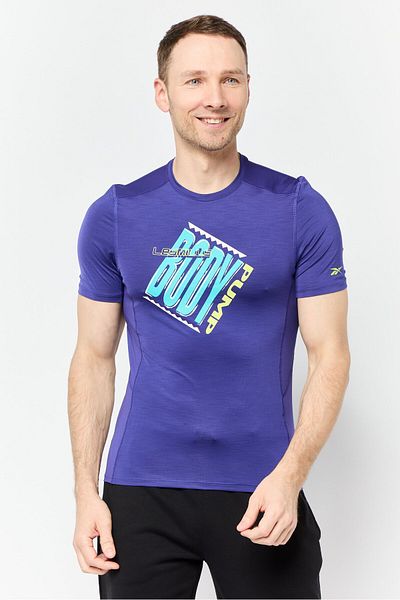 Reebok Men Sportswear Fit Short Sleeves Outdoor T-Shirt, Purple