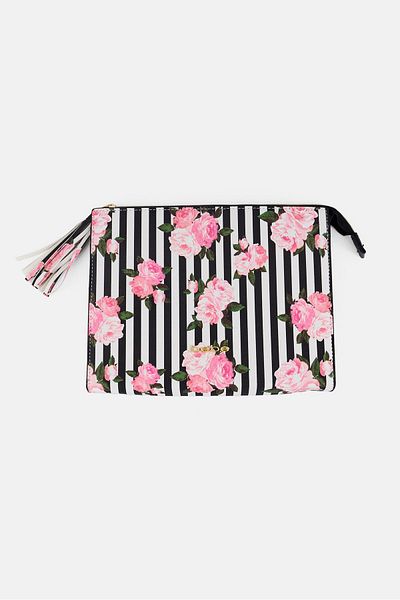 Bebe Women Floral Pattern Vanity Bag, Multicolor