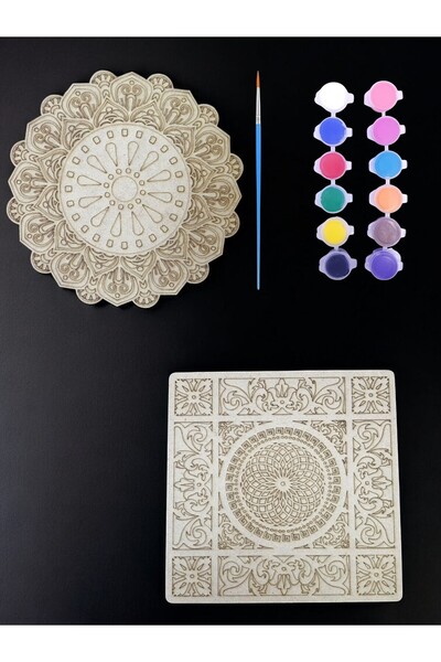 sharpart Mandala, 20 Cm 2'li Ahşap Hobi Boyama Setleri