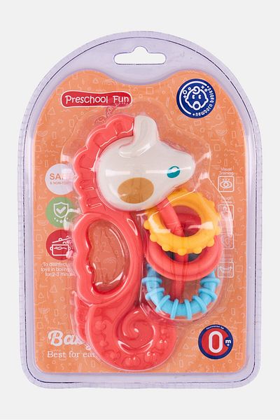 Preschool Fun Haima Gum Ring Bell Teether, Red