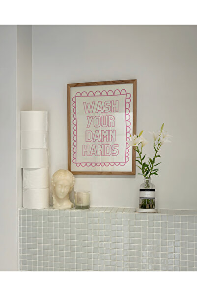 DES VU PRINT Wash Your Damn Hands, Banyo Temalı Poster, Çerçevesiz Banyo Post...