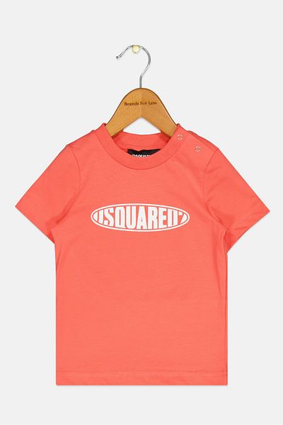DSquared2 Toddlers Girl Crew Neck Short Sleeve Graphic Print T-shirt, Coral