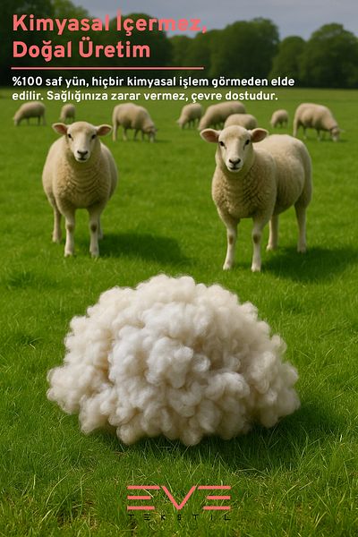 Eve Tekstil Lână de miel merinos 100% naturală 1 kg