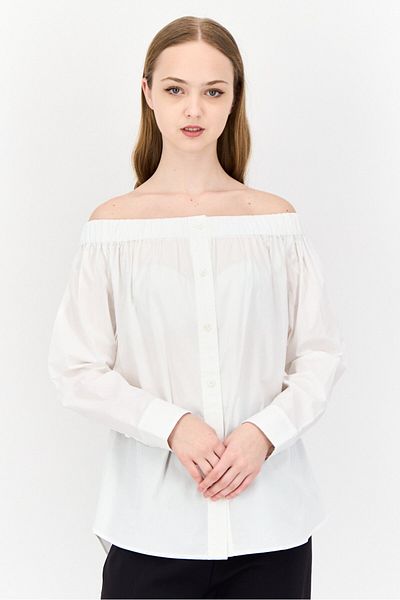 Esprit Women Off Shoulder Long Sleeves Shirt, White