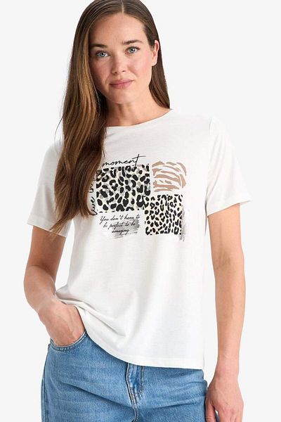 DeFacto New Season Regular Fit Crew Neck Printed Short Sleeve T-Shirt