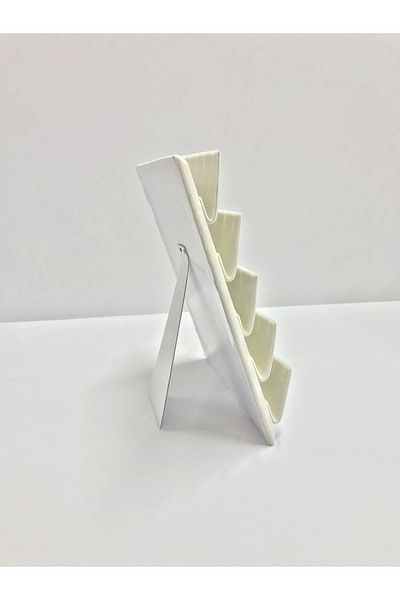MeGass Dekor Domestic Production Suede Fabric 20/16 cm Cream Color Footed Earring Stand