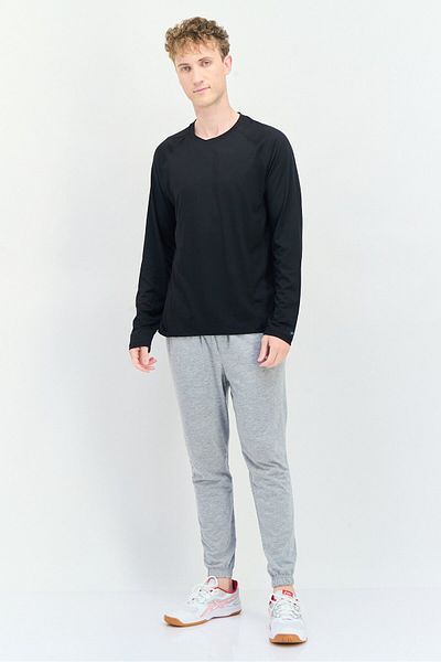 Kenneth Cole Men Crew Neck Long Sleeves Plain T-Shirt, Black