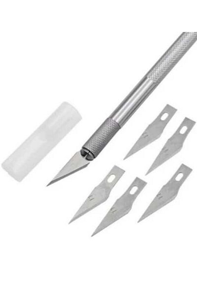 Art Tone Crescent Knife, Plastic Wood Cutting Art Knife, Scalpel, 5-Blade Crescent Knife Set