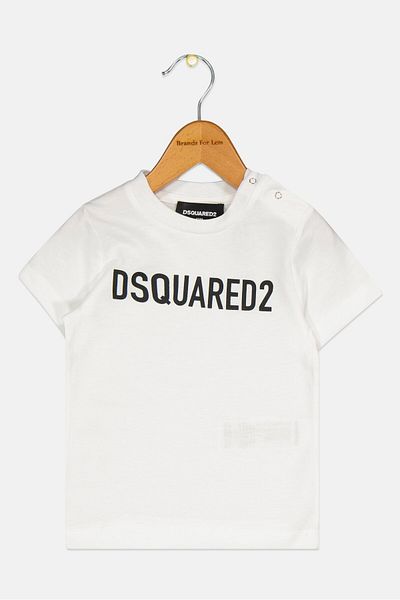 DSquared2 Toddlers Boy Crew Neck Short Sleeve Brand Logo T-shirt, White
