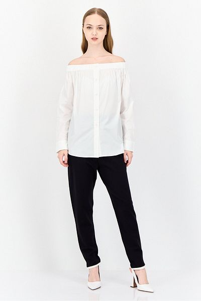 Esprit Women Off Shoulder Long Sleeves Shirt, White