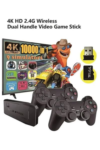 Primo Plus Retro Game Console Video Game Stick Lite 4K Upgraded 10000+ Games Classic with 2.4G (64G)
