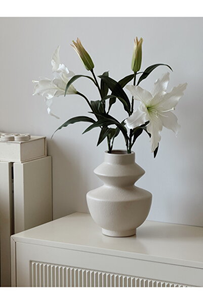 AYSA HOME DECOR Anea Seramik Bej Stoneware Vazo