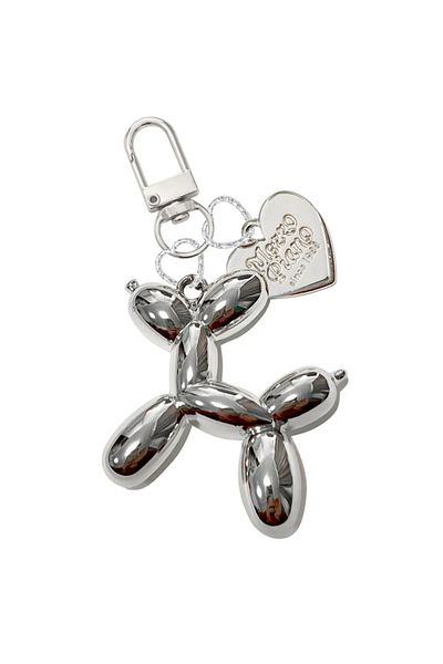 TAKIMOON Balloon Dog Black Heart Keychain Charm